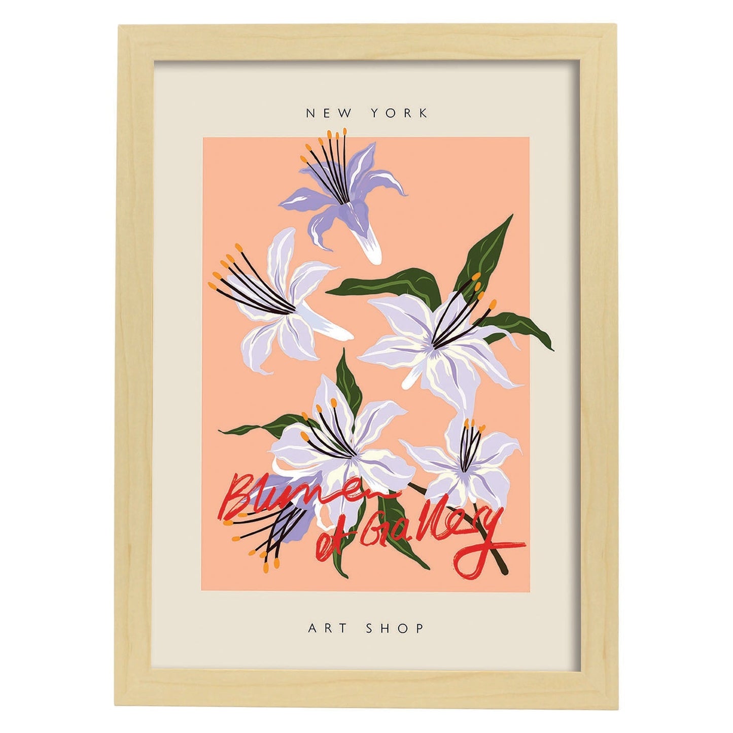 Lamina artistica decorativa con ilustración de Blumenau et Gallery New York-Artwork-Nacnic-A3-Marco Madera clara-Nacnic Estudio SL