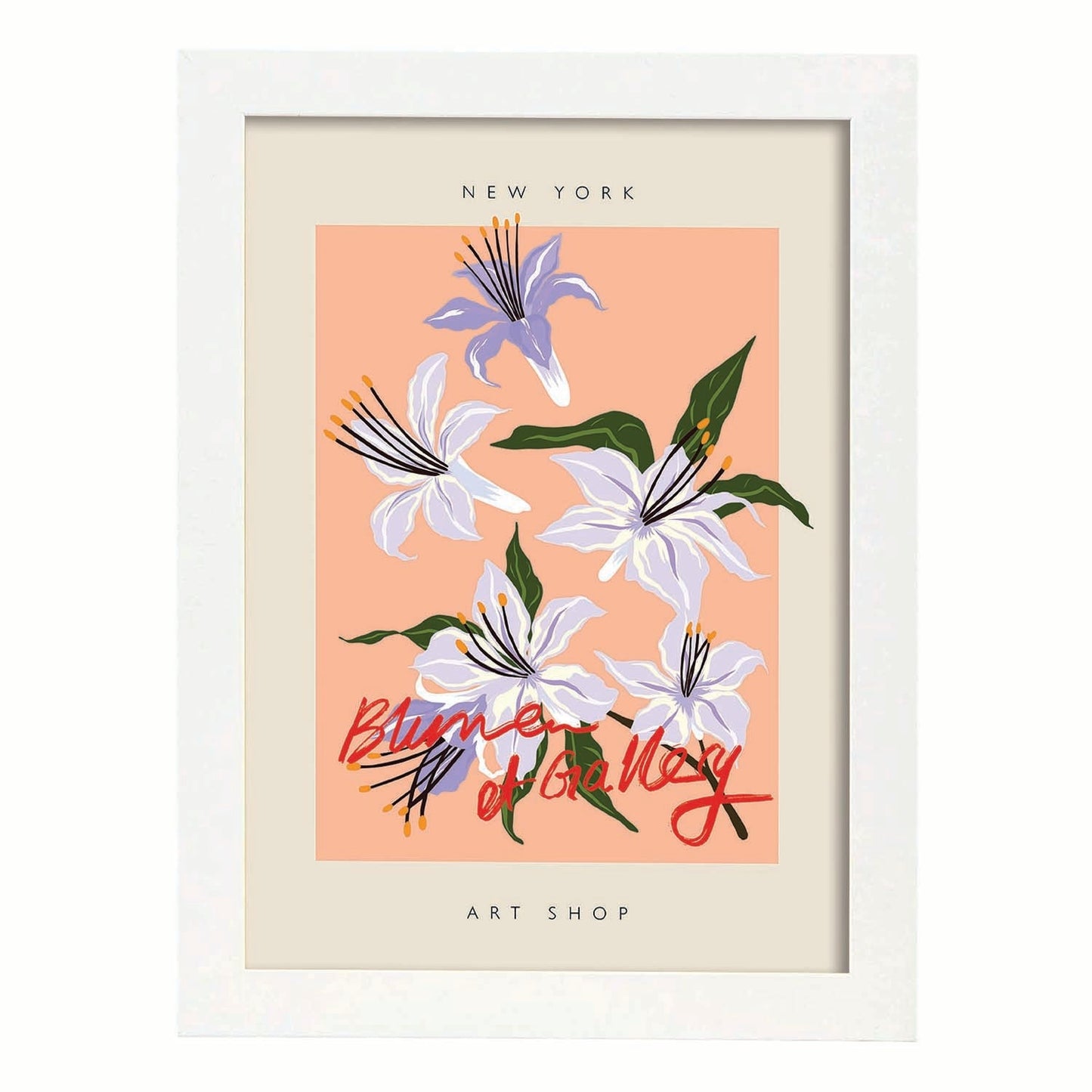 Lamina artistica decorativa con ilustración de Blumenau et Gallery New York-Artwork-Nacnic-A4-Marco Blanco-Nacnic Estudio SL