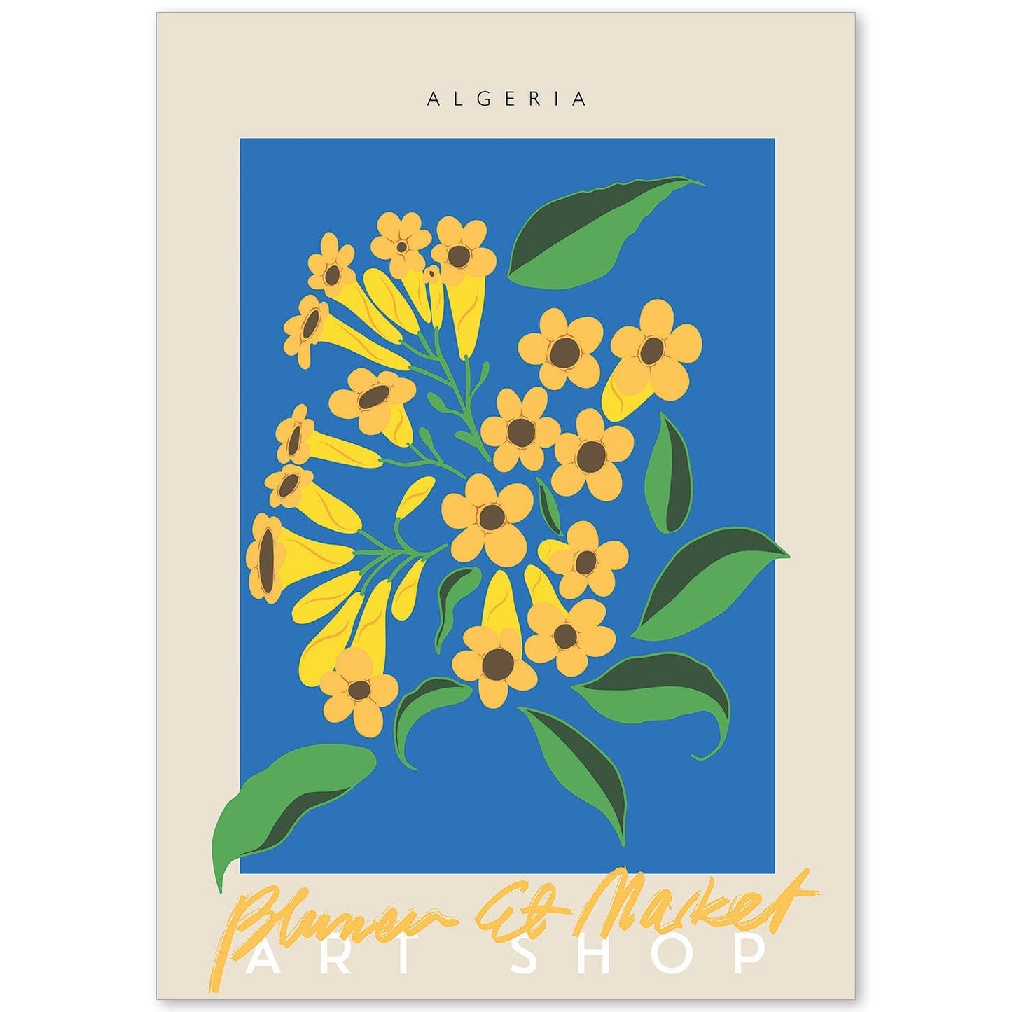Lamina artistica decorativa con ilustración de Blumenau et Market Argelia-Artwork-Nacnic-A4-Sin marco-Nacnic Estudio SL