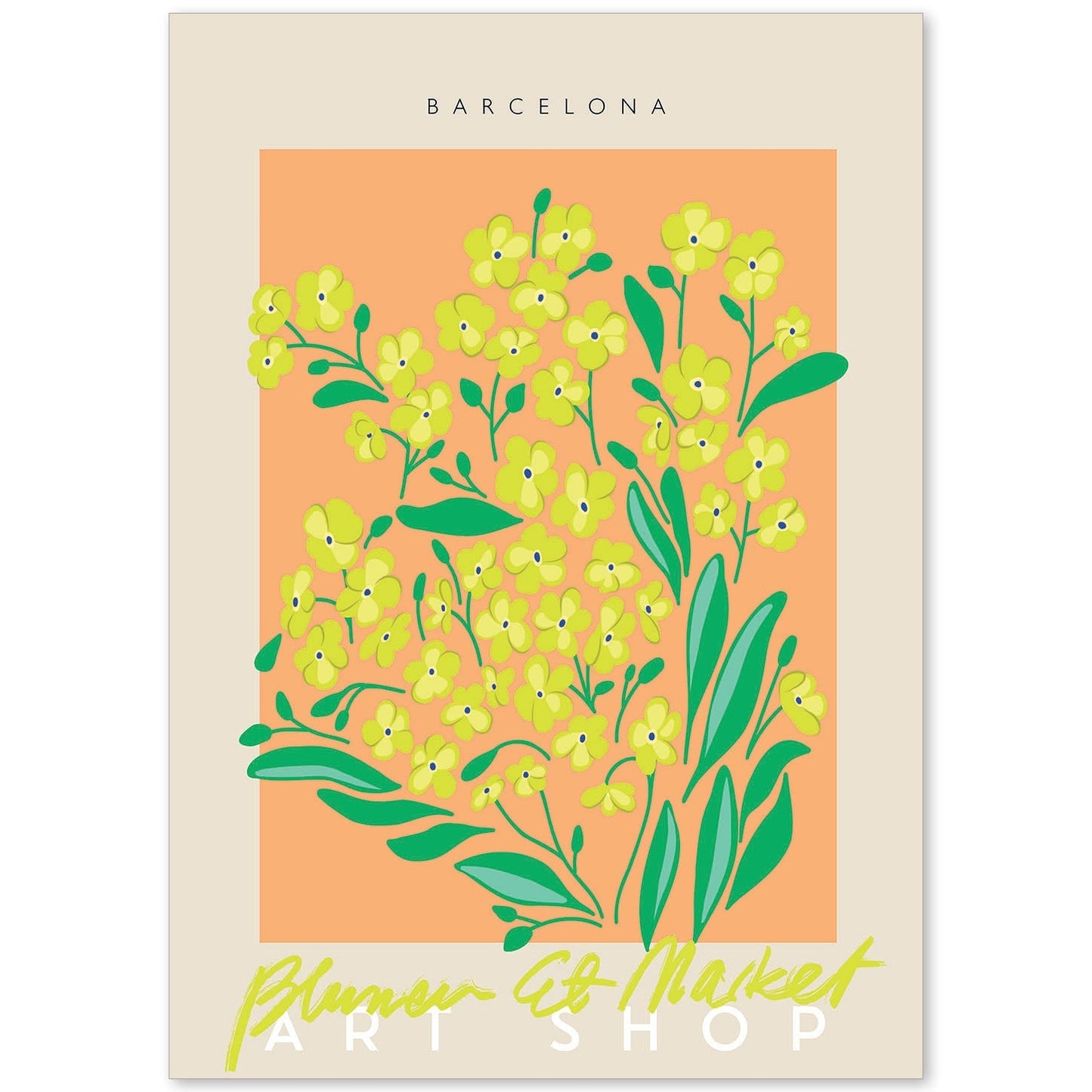 Lamina artistica decorativa con ilustración de Blumenau et Market Barcelona-Artwork-Nacnic-A4-Sin marco-Nacnic Estudio SL