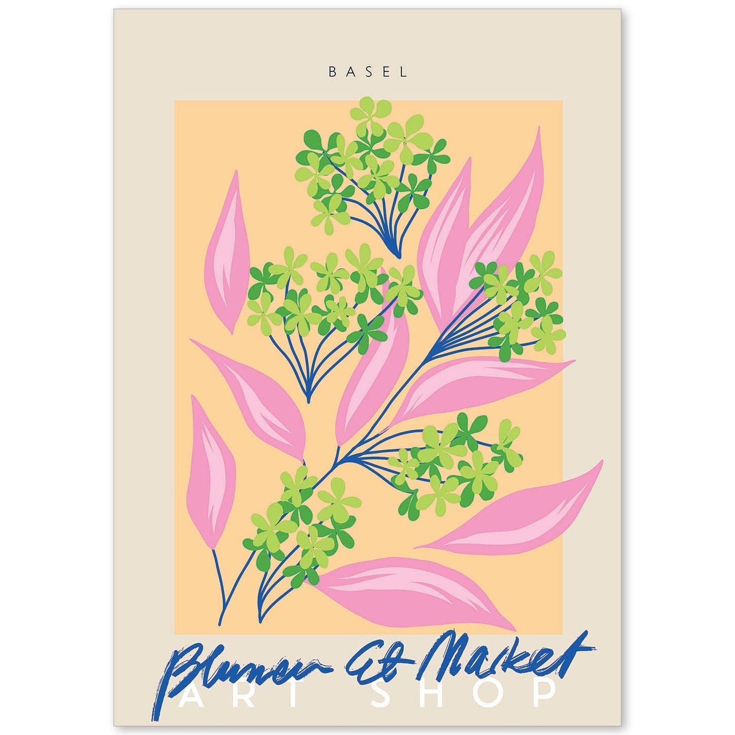 Lamina artistica decorativa con ilustración de Blumenau et Market Basel-Artwork-Nacnic-A4-Sin marco-Nacnic Estudio SL