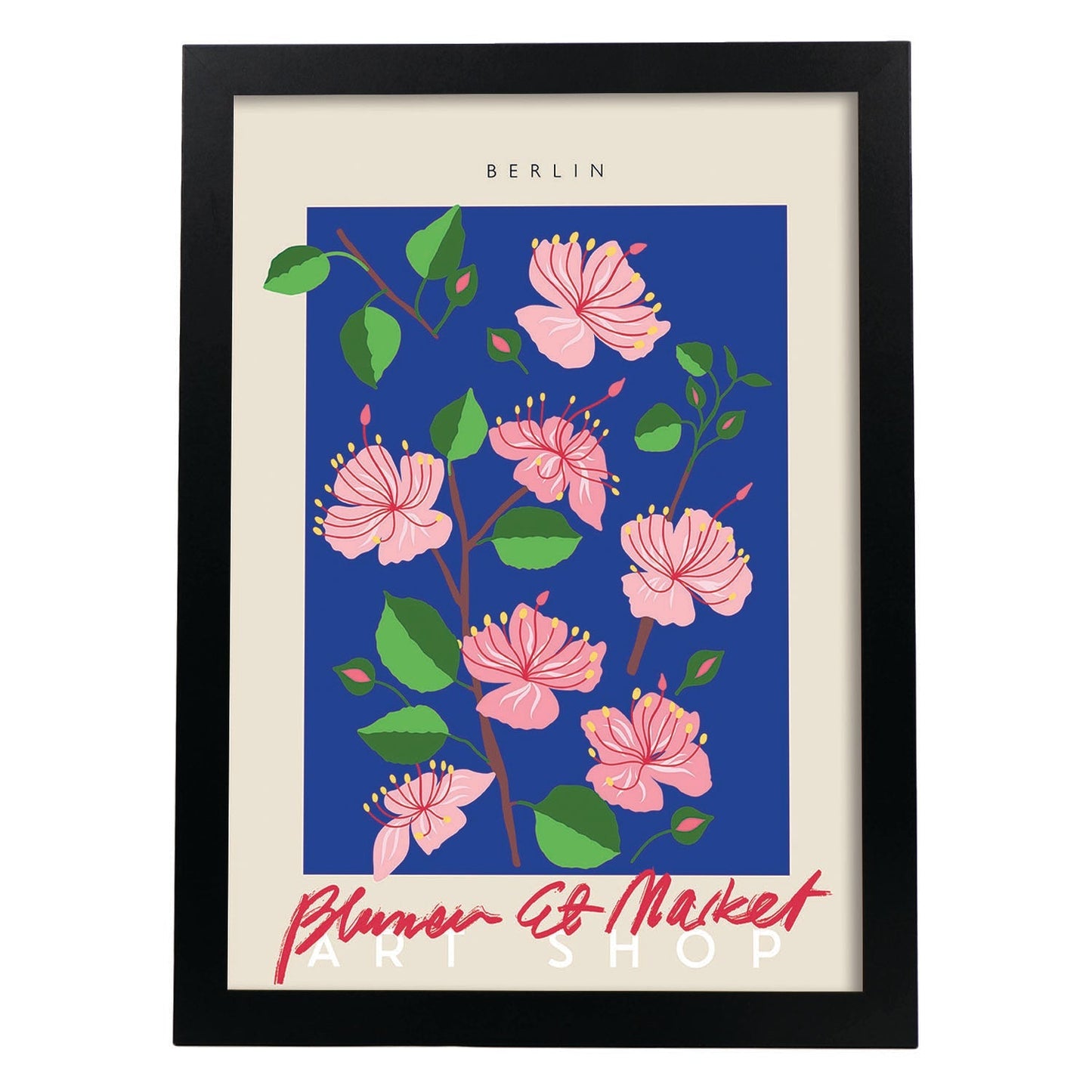 Lamina artistica decorativa con ilustración de Blumenau et Market Berlin-Artwork-Nacnic-A3-Marco Negro-Nacnic Estudio SL