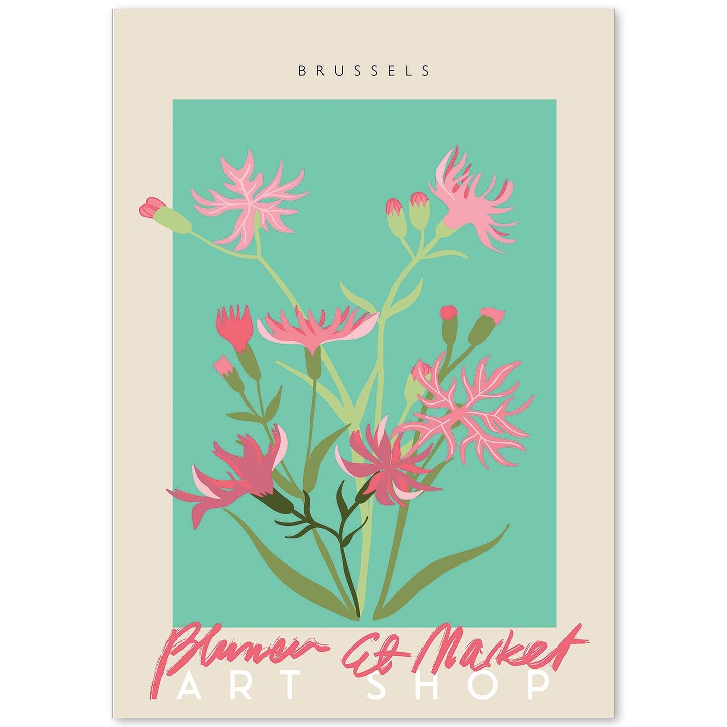 Lamina artistica decorativa con ilustración de Blumenau et Market Bruselas-Artwork-Nacnic-A4-Sin marco-Nacnic Estudio SL
