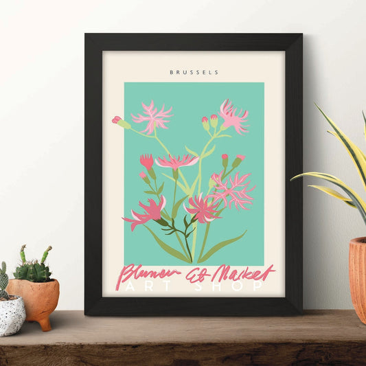 Lamina artistica decorativa con ilustración de Blumenau et Market Bruselas-Artwork-Nacnic-Nacnic Estudio SL