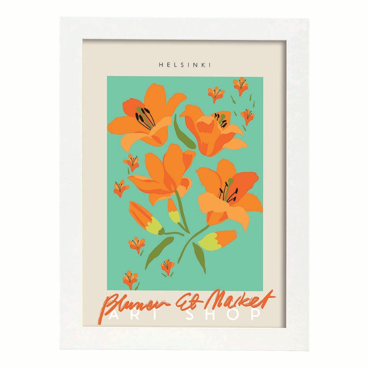 Lamina artistica decorativa con ilustración de Blumenau et Market Helsinki-Artwork-Nacnic-A3-Marco Blanco-Nacnic Estudio SL
