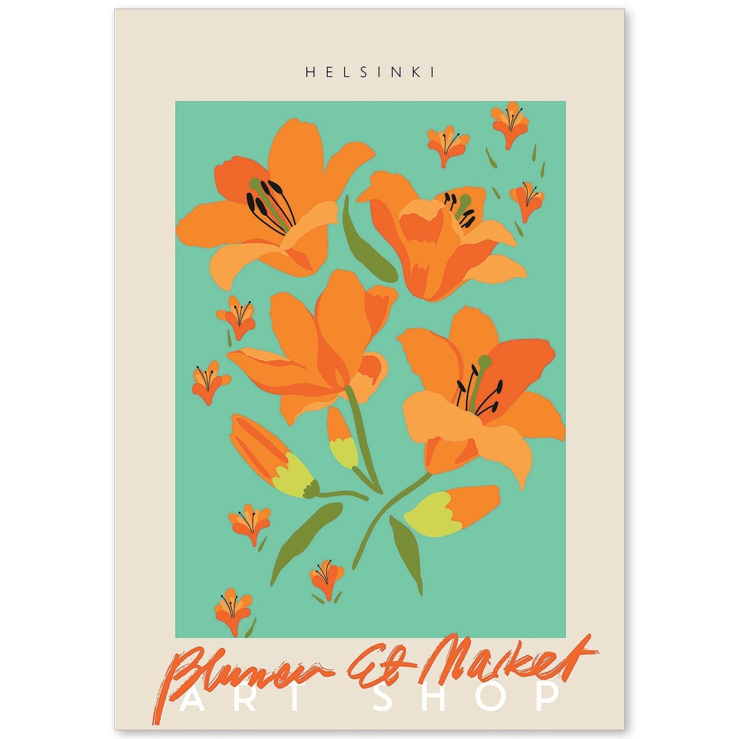 Lamina artistica decorativa con ilustración de Blumenau et Market Helsinki-Artwork-Nacnic-A4-Sin marco-Nacnic Estudio SL