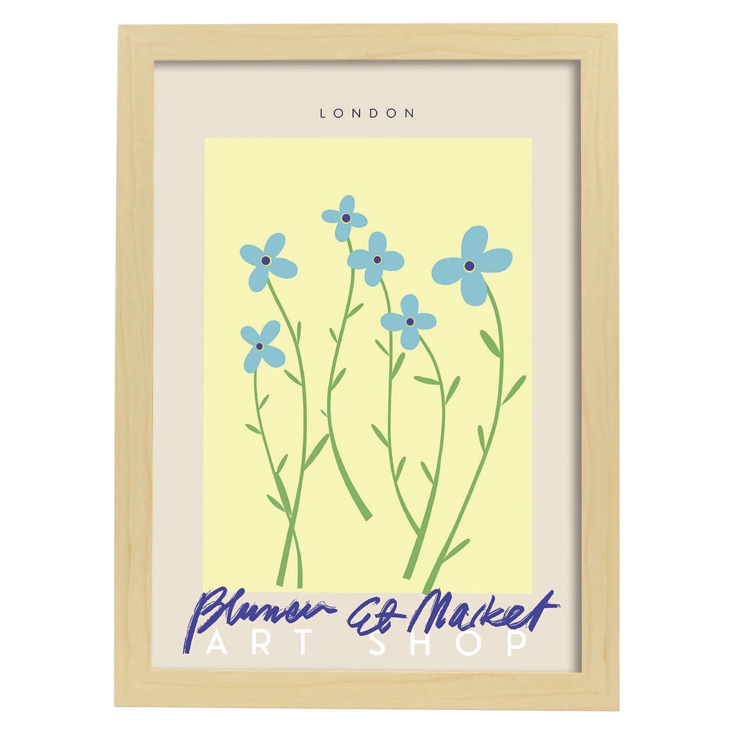 Lamina artistica decorativa con ilustración de Blumenau et Market London-Artwork-Nacnic-A3-Marco Madera clara-Nacnic Estudio SL