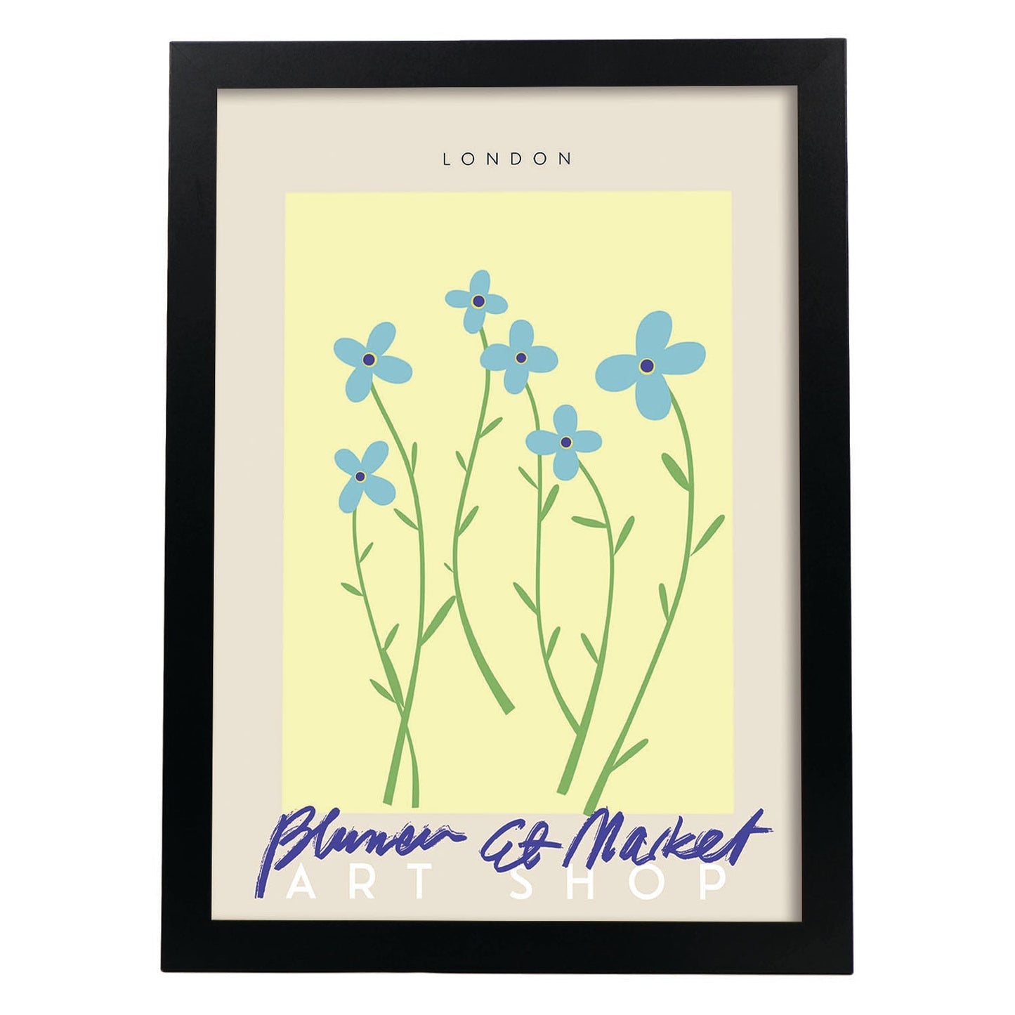 Lamina artistica decorativa con ilustración de Blumenau et Market London-Artwork-Nacnic-A3-Marco Negro-Nacnic Estudio SL