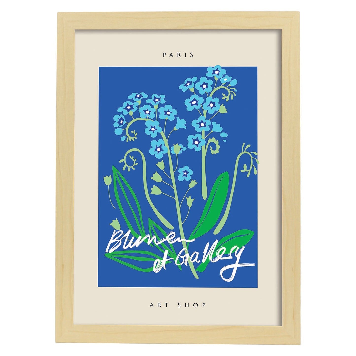 Lamina artistica decorativa con ilustración de Blumenau et Market Paris-Artwork-Nacnic-A3-Marco Madera clara-Nacnic Estudio SL