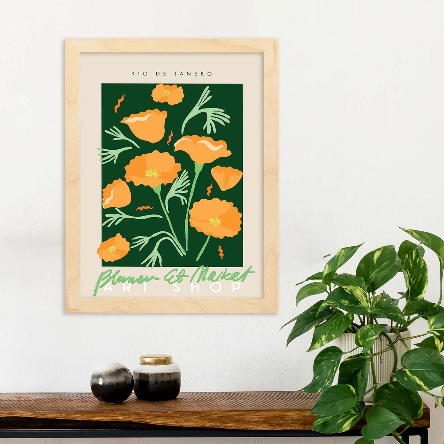 Lamina artistica decorativa con ilustración de Blumenau et Market Rio de Janero-Artwork-Nacnic-Nacnic Estudio SL