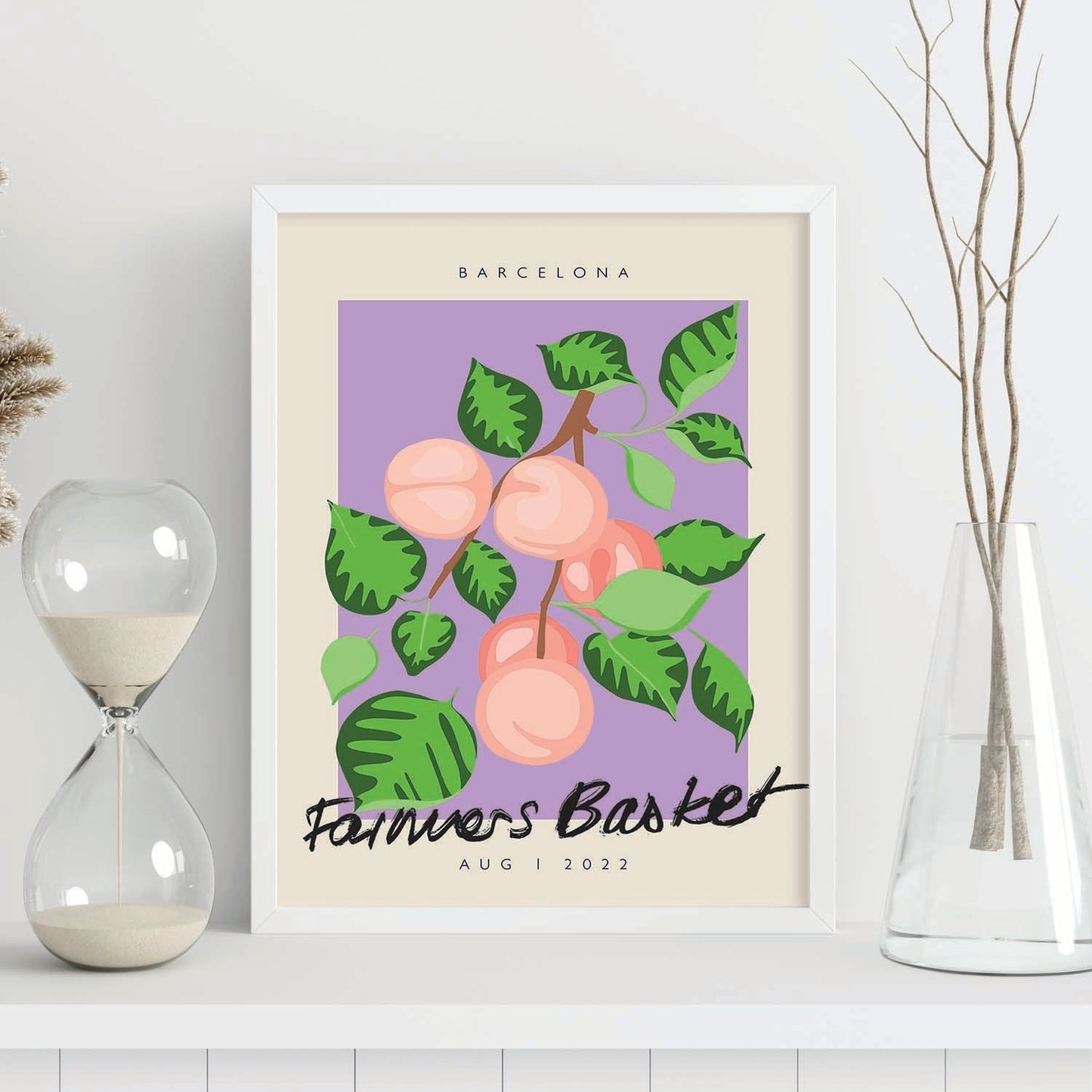 Lamina artistica decorativa con ilustración de Cesta de agricultores Barcelona-Artwork-Nacnic-Nacnic Estudio SL