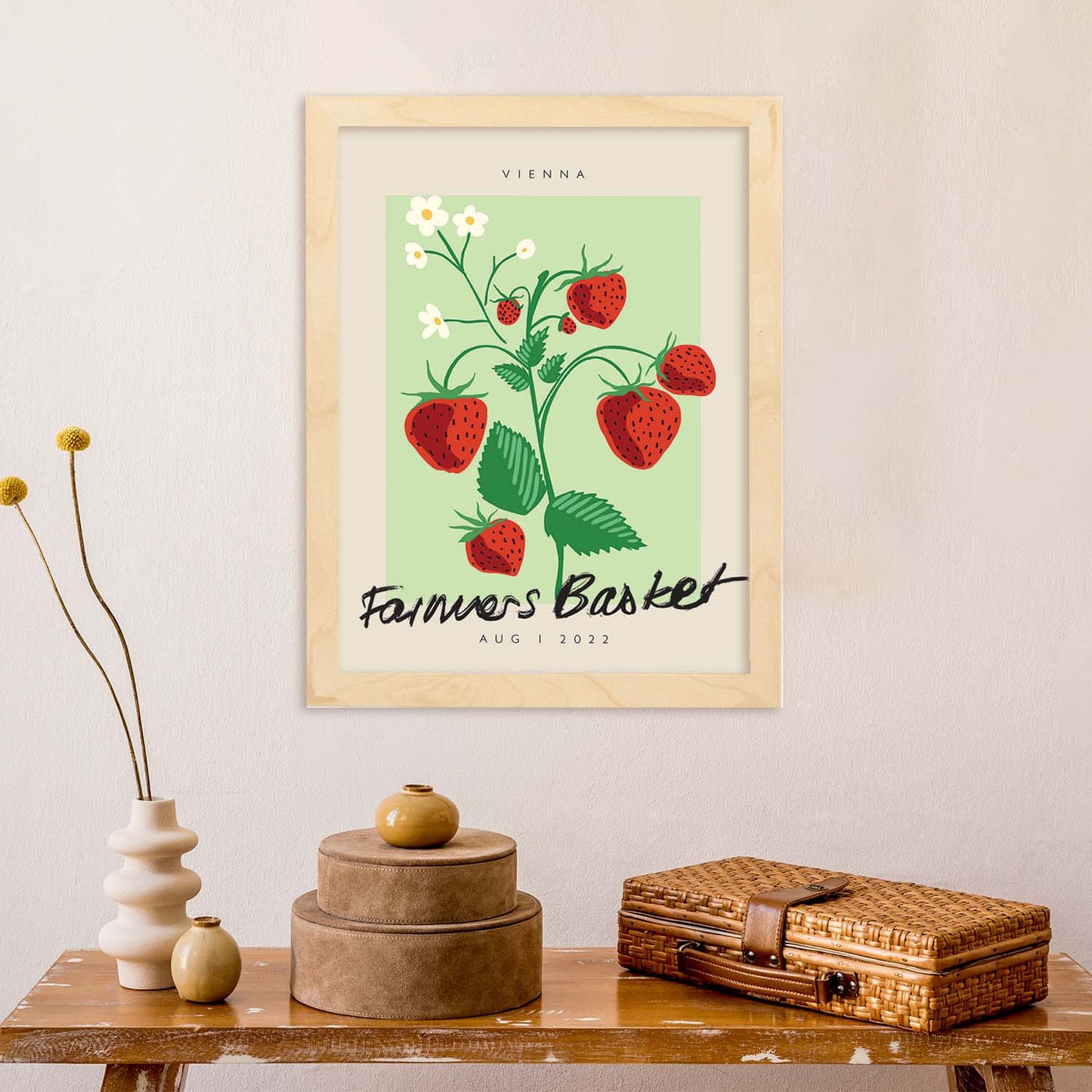 Lamina artistica decorativa con ilustración de Cesta de agricultores Viena-Artwork-Nacnic-Nacnic Estudio SL