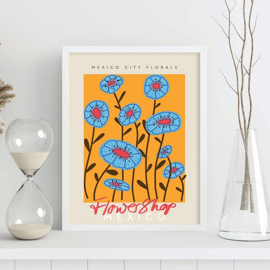 Lamina artistica decorativa con ilustración de Ciudad de México florales-Artwork-Nacnic-Nacnic Estudio SL