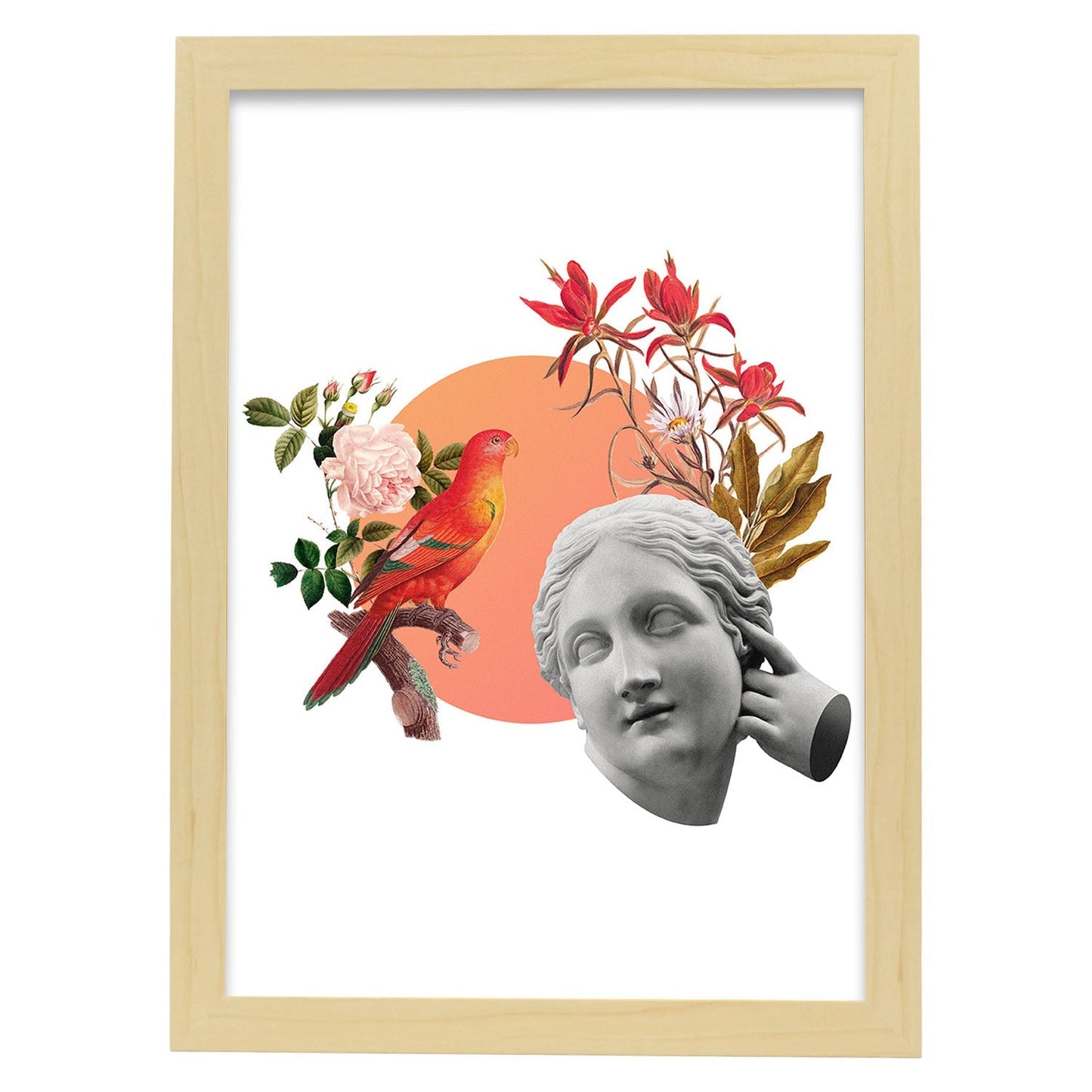 Lamina artistica decorativa con ilustración de Collage 1 estilo Collage-Artwork-Nacnic-A4-Marco Madera clara-Nacnic Estudio SL