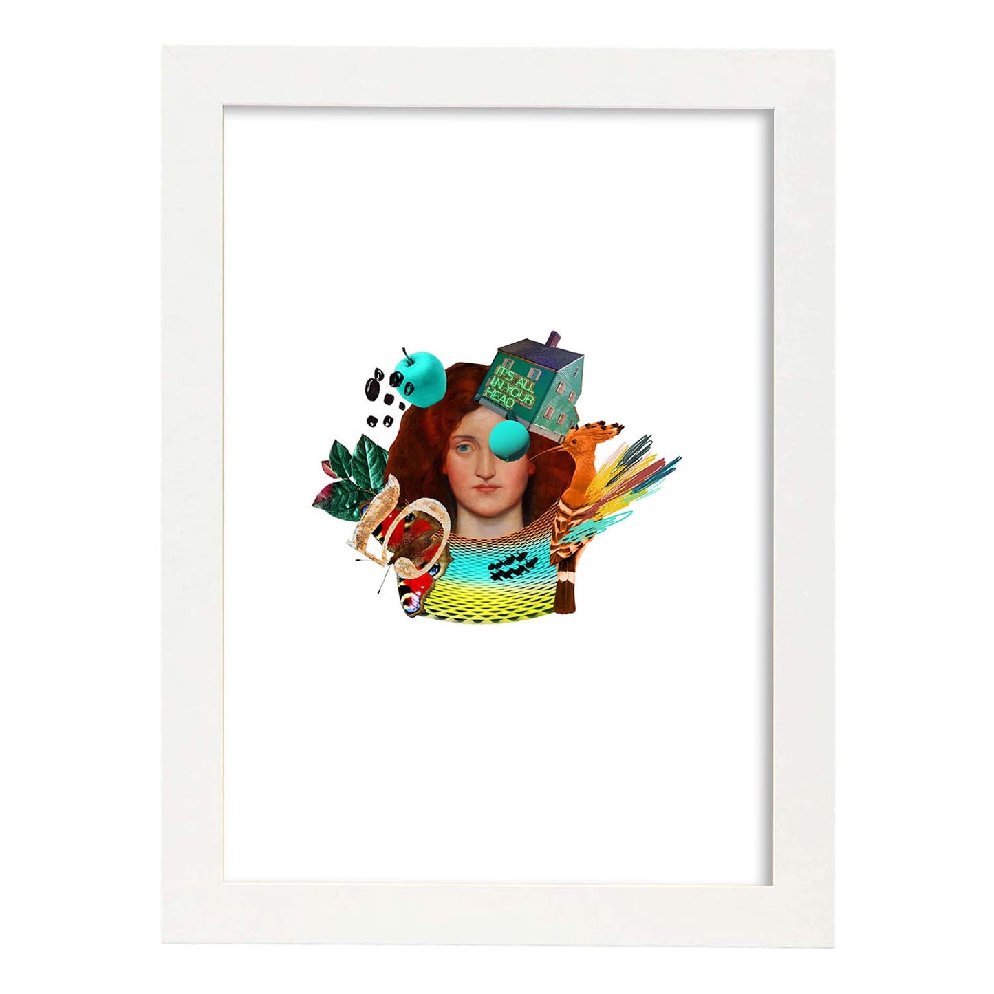 Lamina artistica decorativa con ilustración de Collage 10 estilo Collage-Artwork-Nacnic-A4-Marco Blanco-Nacnic Estudio SL