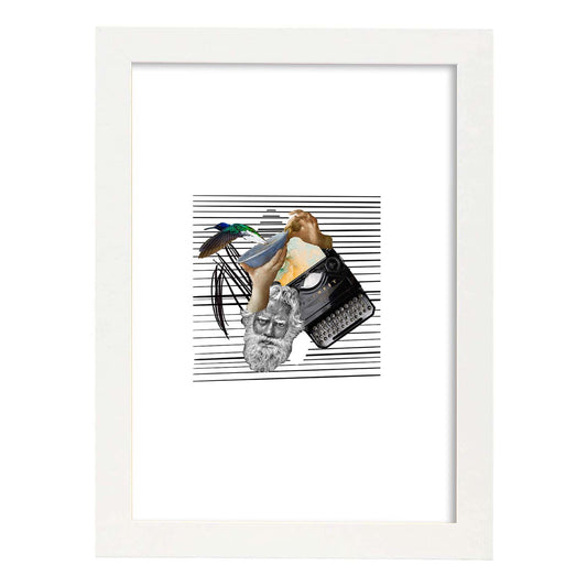 Lamina artistica decorativa con ilustración de Collage 11 estilo Collage-Artwork-Nacnic-A4-Marco Blanco-Nacnic Estudio SL