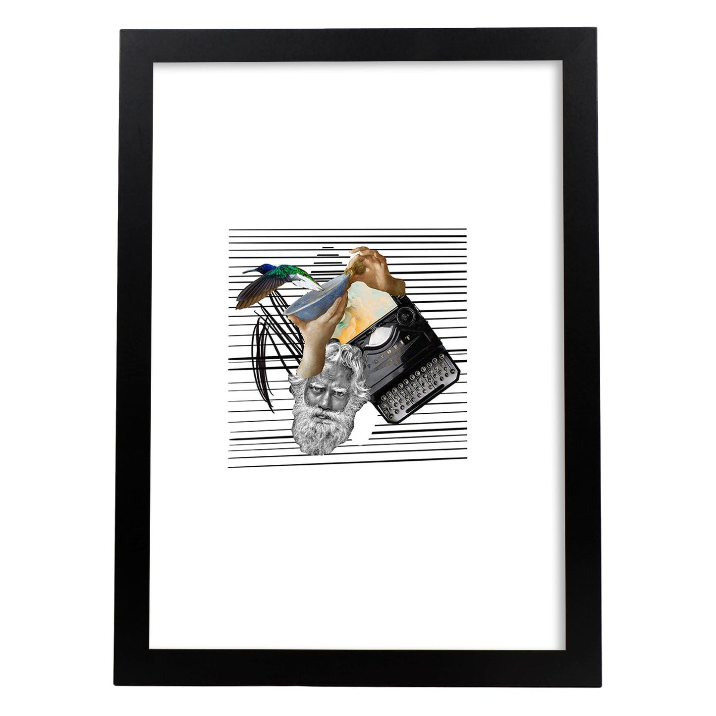 Lamina artistica decorativa con ilustración de Collage 11 estilo Collage-Artwork-Nacnic-A4-Marco Negro-Nacnic Estudio SL