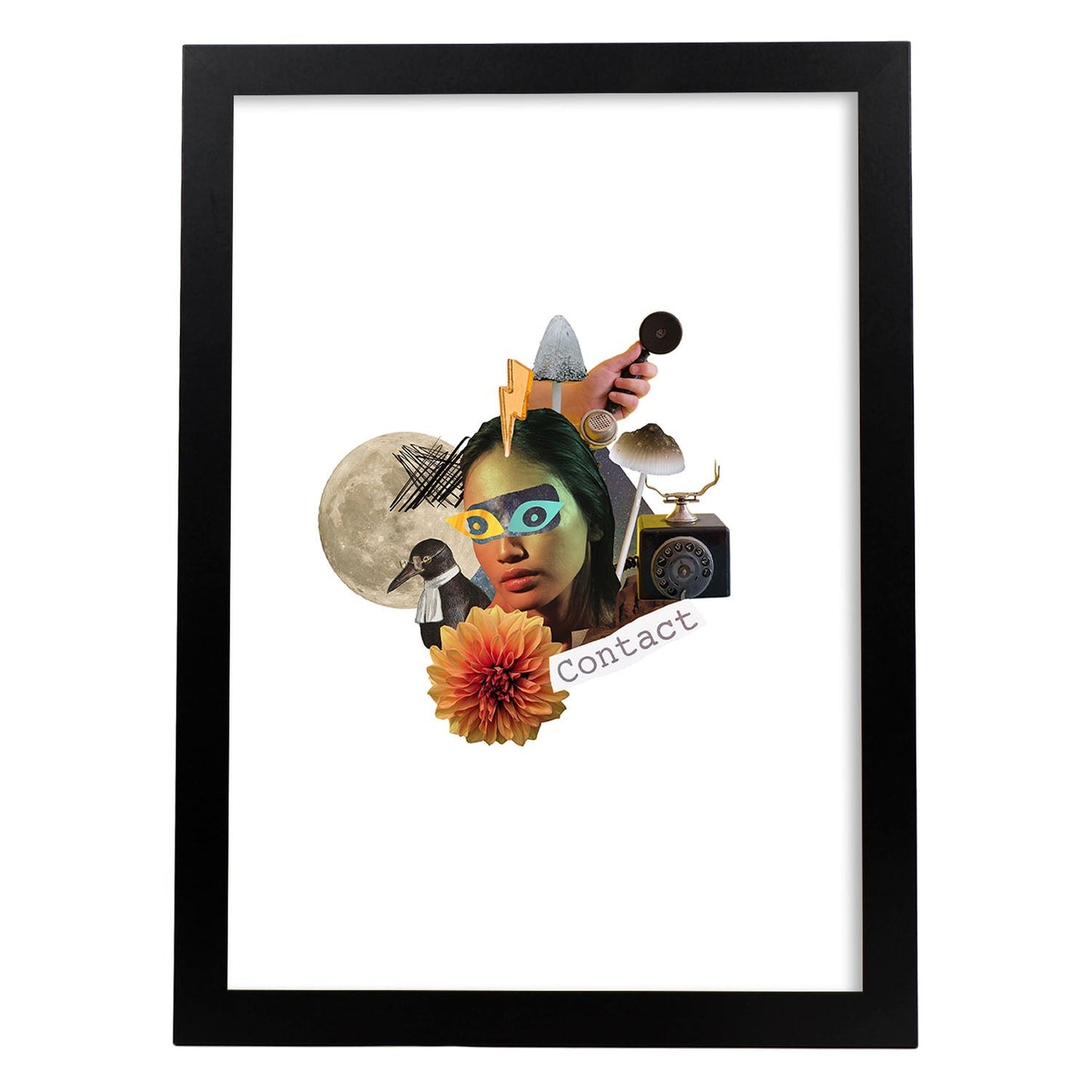 Lamina artistica decorativa con ilustración de Collage 12 estilo Collage-Artwork-Nacnic-A3-Marco Negro-Nacnic Estudio SL