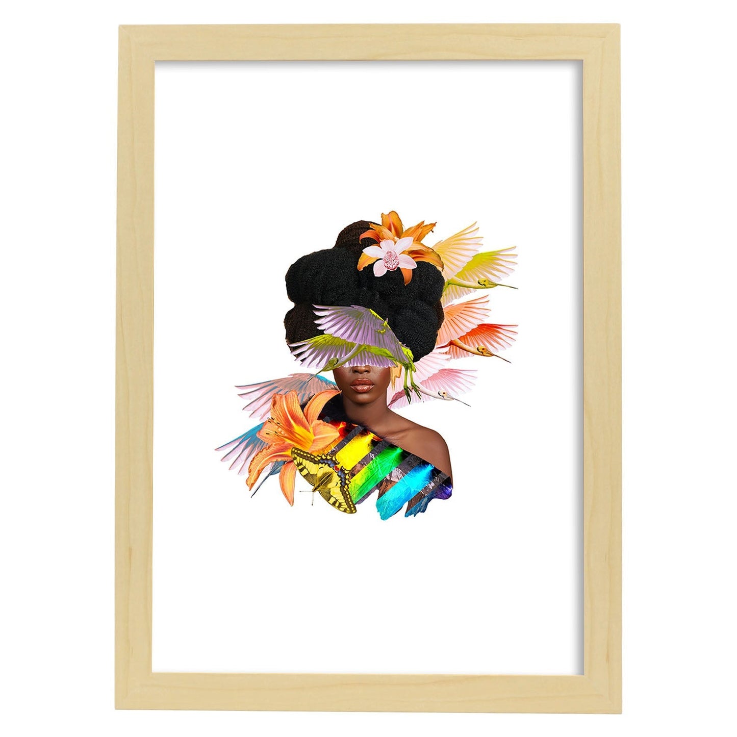Lamina artistica decorativa con ilustración de Collage 16 estilo Collage-Artwork-Nacnic-A3-Marco Madera clara-Nacnic Estudio SL