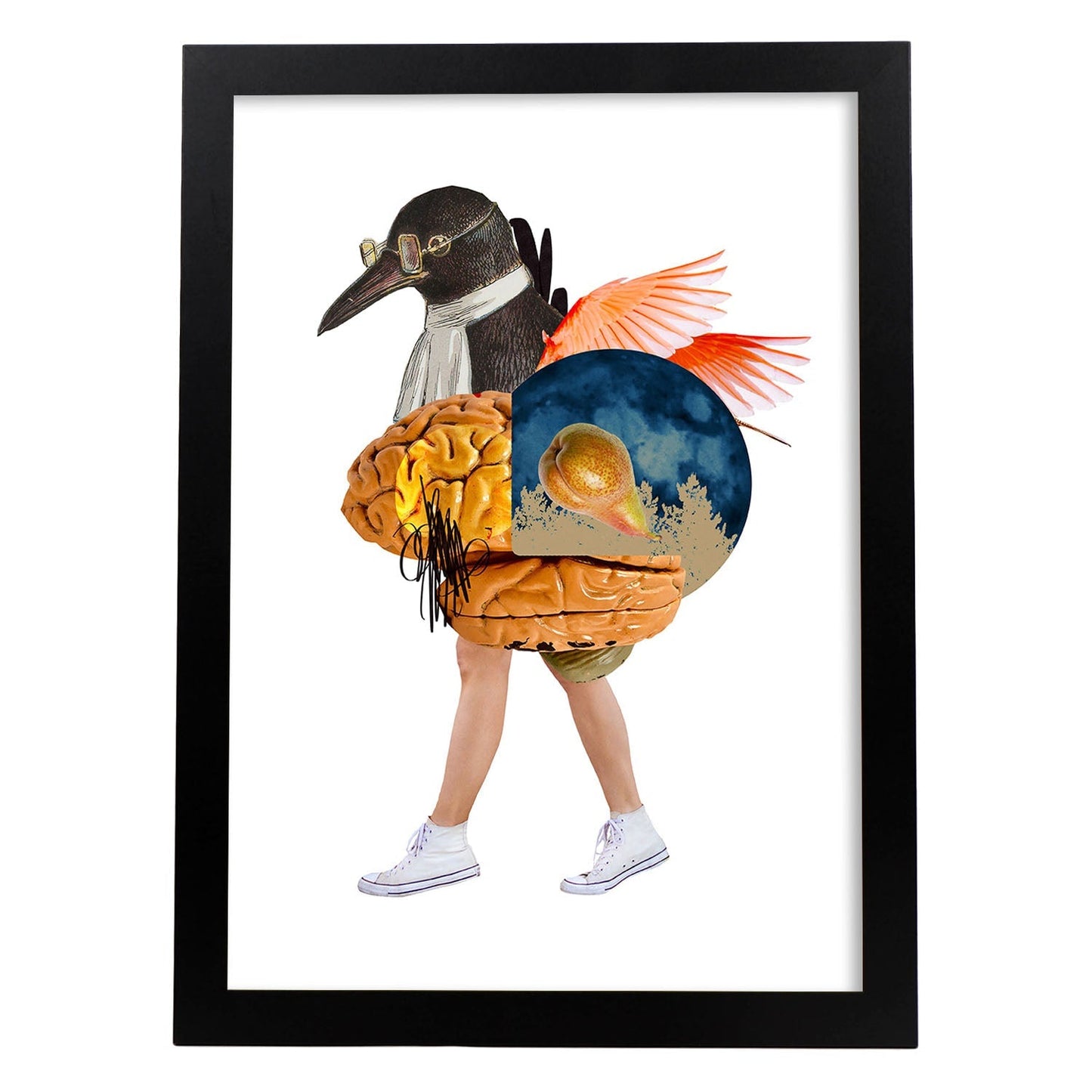 Lamina artistica decorativa con ilustración de Collage 17 estilo Collage-Artwork-Nacnic-A3-Marco Negro-Nacnic Estudio SL