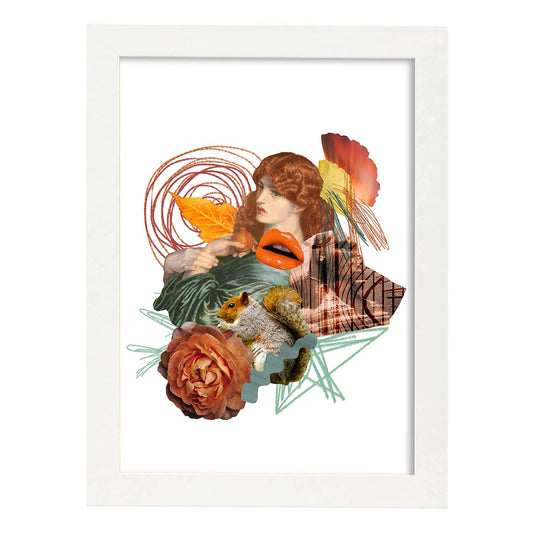 Lamina artistica decorativa con ilustración de Collage 18 estilo Collage-Artwork-Nacnic-A4-Marco Blanco-Nacnic Estudio SL