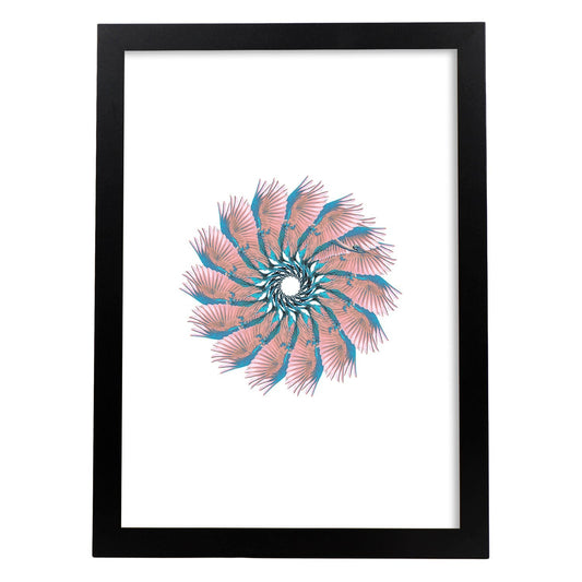 Lamina artistica decorativa con ilustración de Collage 19 estilo Collage-Artwork-Nacnic-A4-Marco Negro-Nacnic Estudio SL