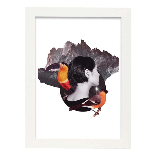 Lamina artistica decorativa con ilustración de Collage 2 estilo Collage-Artwork-Nacnic-A4-Marco Blanco-Nacnic Estudio SL