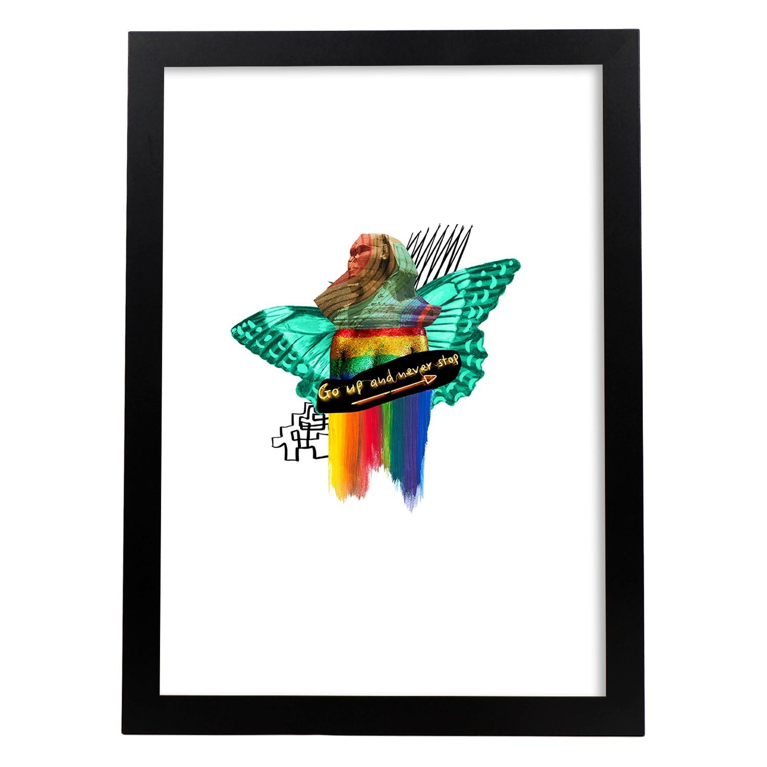 Lamina artistica decorativa con ilustración de Collage 21 estilo Collage-Artwork-Nacnic-A3-Marco Negro-Nacnic Estudio SL