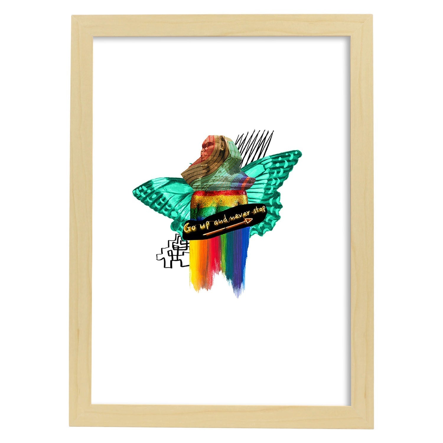 Lamina artistica decorativa con ilustración de Collage 21 estilo Collage-Artwork-Nacnic-A4-Marco Madera clara-Nacnic Estudio SL