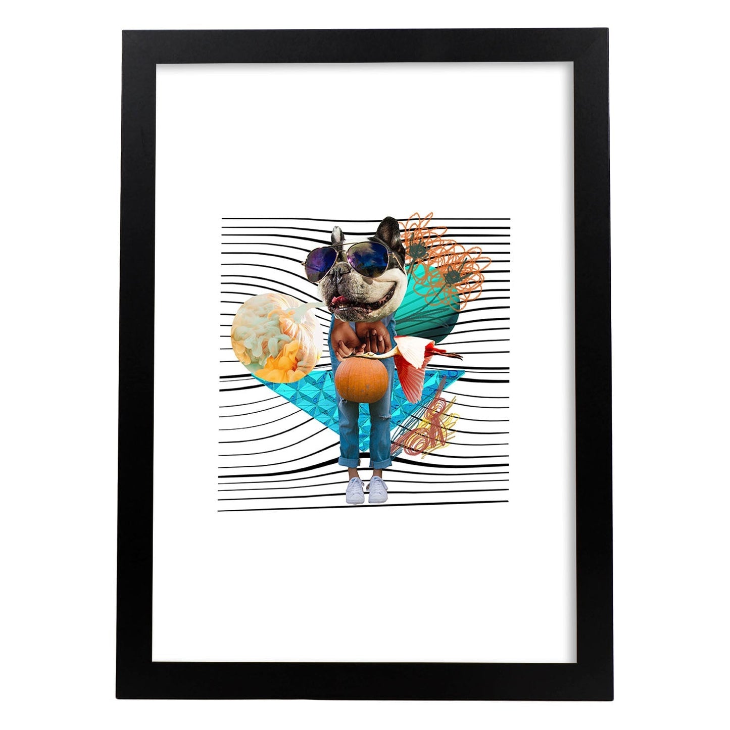 Lamina artistica decorativa con ilustración de Collage 22 estilo Collage-Artwork-Nacnic-A4-Marco Negro-Nacnic Estudio SL