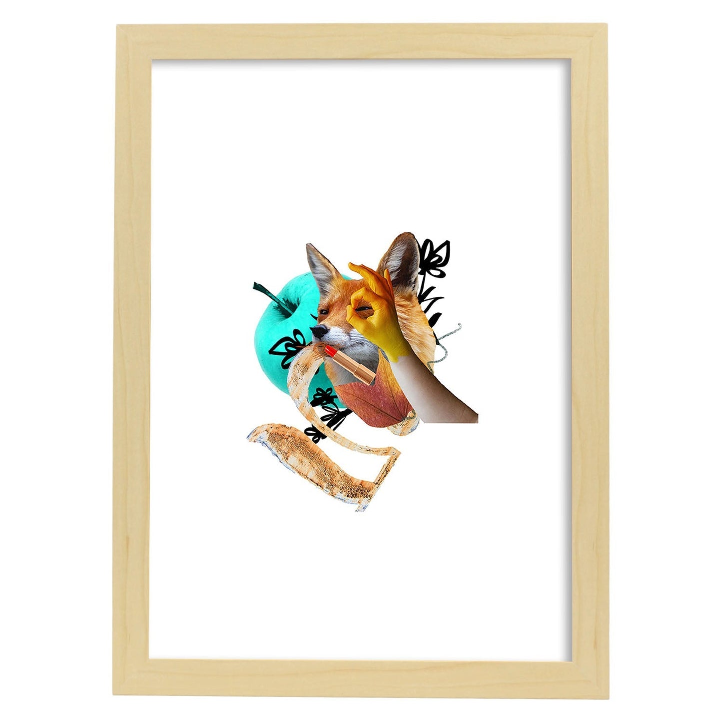 Lamina artistica decorativa con ilustración de Collage 23 estilo Collage-Artwork-Nacnic-A3-Marco Madera clara-Nacnic Estudio SL