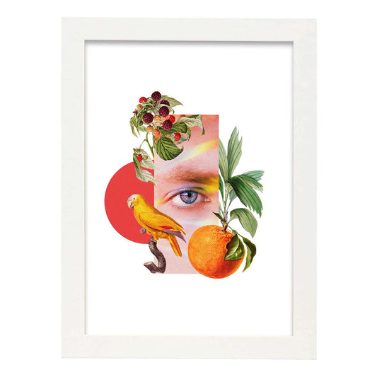 Lamina artistica decorativa con ilustración de Collage 3 estilo Collage-Artwork-Nacnic-A4-Marco Blanco-Nacnic Estudio SL