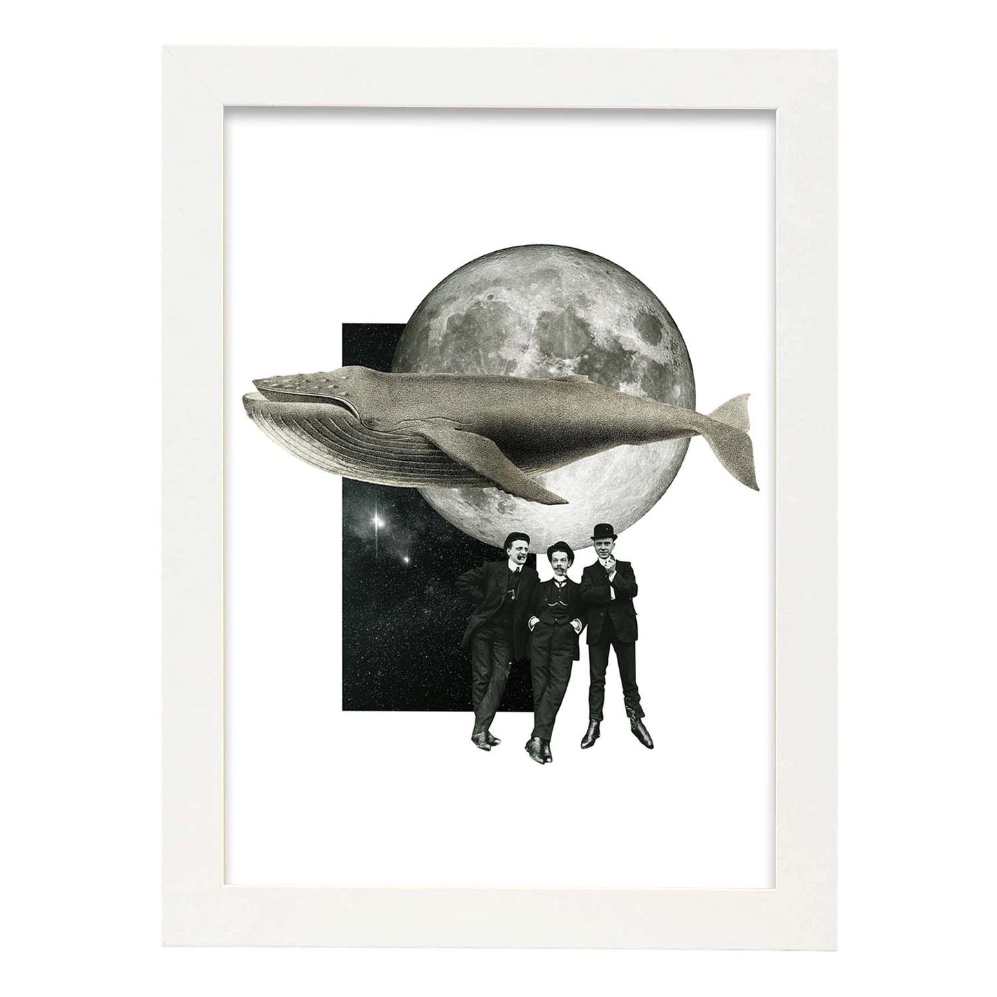 Lamina artistica decorativa con ilustración de Collage 4 estilo Collage-Artwork-Nacnic-A4-Marco Blanco-Nacnic Estudio SL