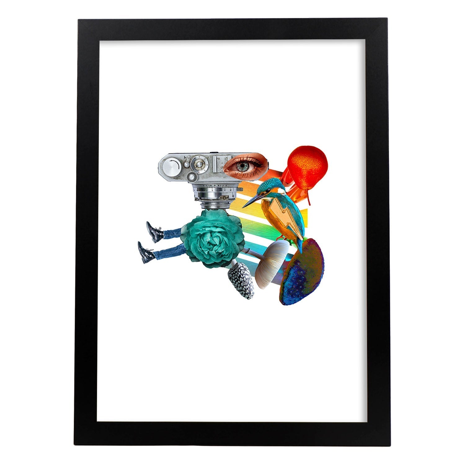 Lamina artistica decorativa con ilustración de Collage 9 estilo Collage-Artwork-Nacnic-A3-Marco Negro-Nacnic Estudio SL