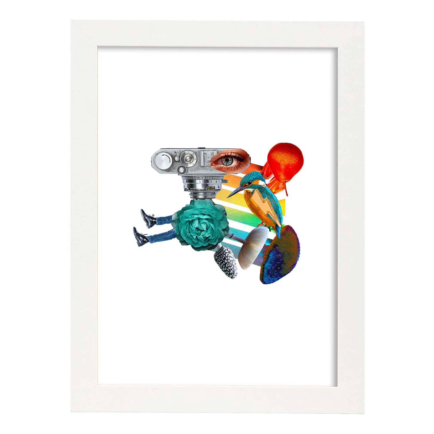 Lamina artistica decorativa con ilustración de Collage 9 estilo Collage-Artwork-Nacnic-A4-Marco Blanco-Nacnic Estudio SL