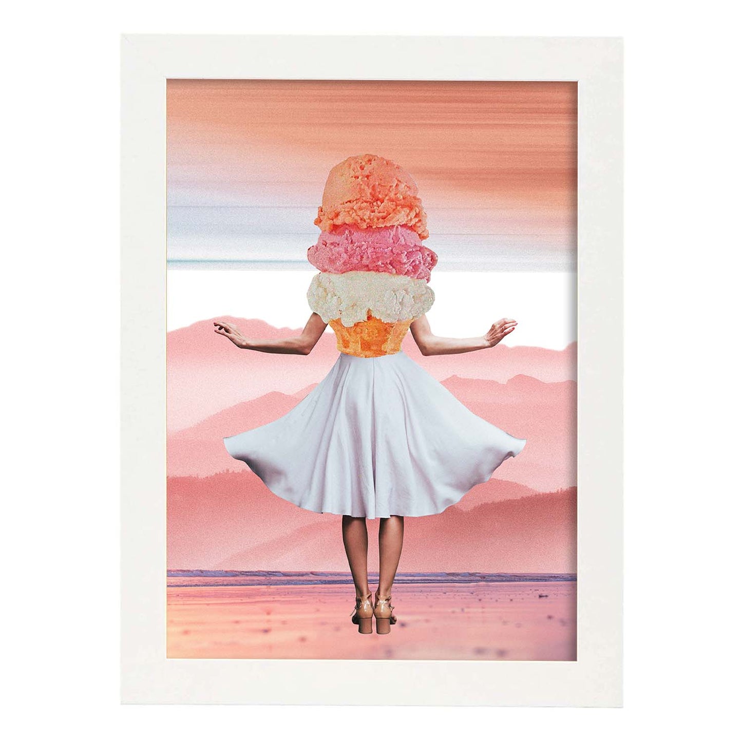 Lamina artistica decorativa con ilustración de Collage surrealista 10 estilo Collage-Artwork-Nacnic-A3-Marco Blanco-Nacnic Estudio SL