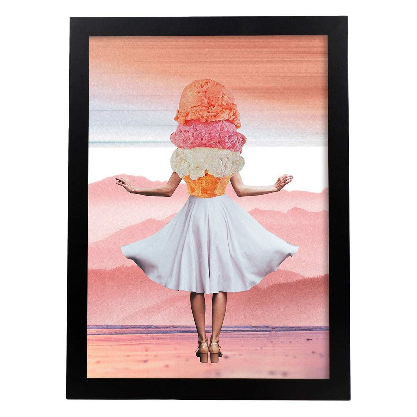 Lamina artistica decorativa con ilustración de Collage surrealista 10 estilo Collage-Artwork-Nacnic-A4-Marco Negro-Nacnic Estudio SL