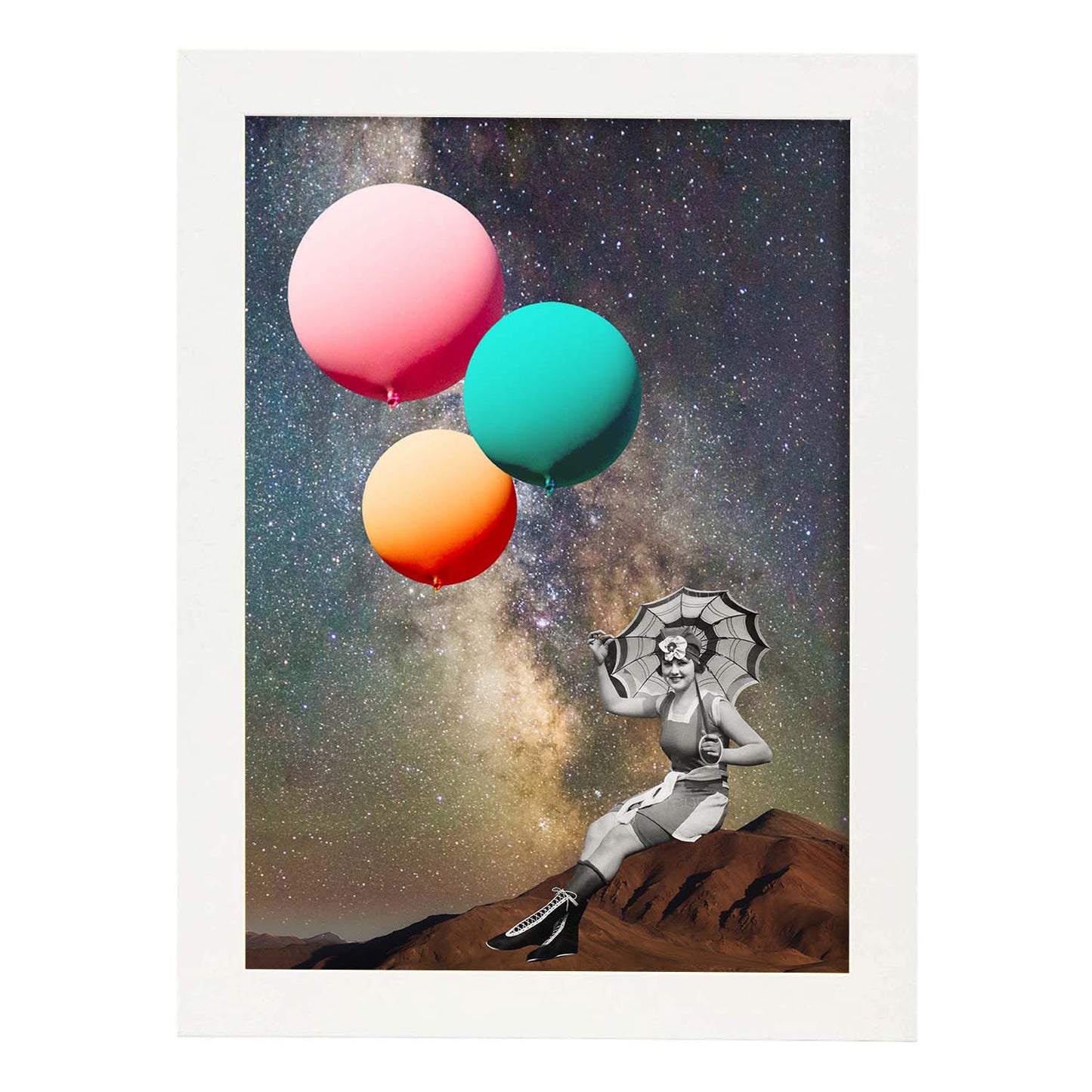 Lamina artistica decorativa con ilustración de Collage surrealista 12 estilo Collage-Artwork-Nacnic-A4-Marco Blanco-Nacnic Estudio SL