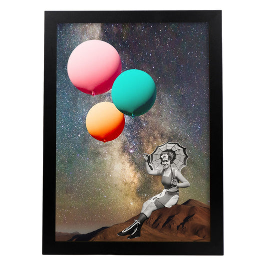 Lamina artistica decorativa con ilustración de Collage surrealista 12 estilo Collage-Artwork-Nacnic-A4-Marco Negro-Nacnic Estudio SL