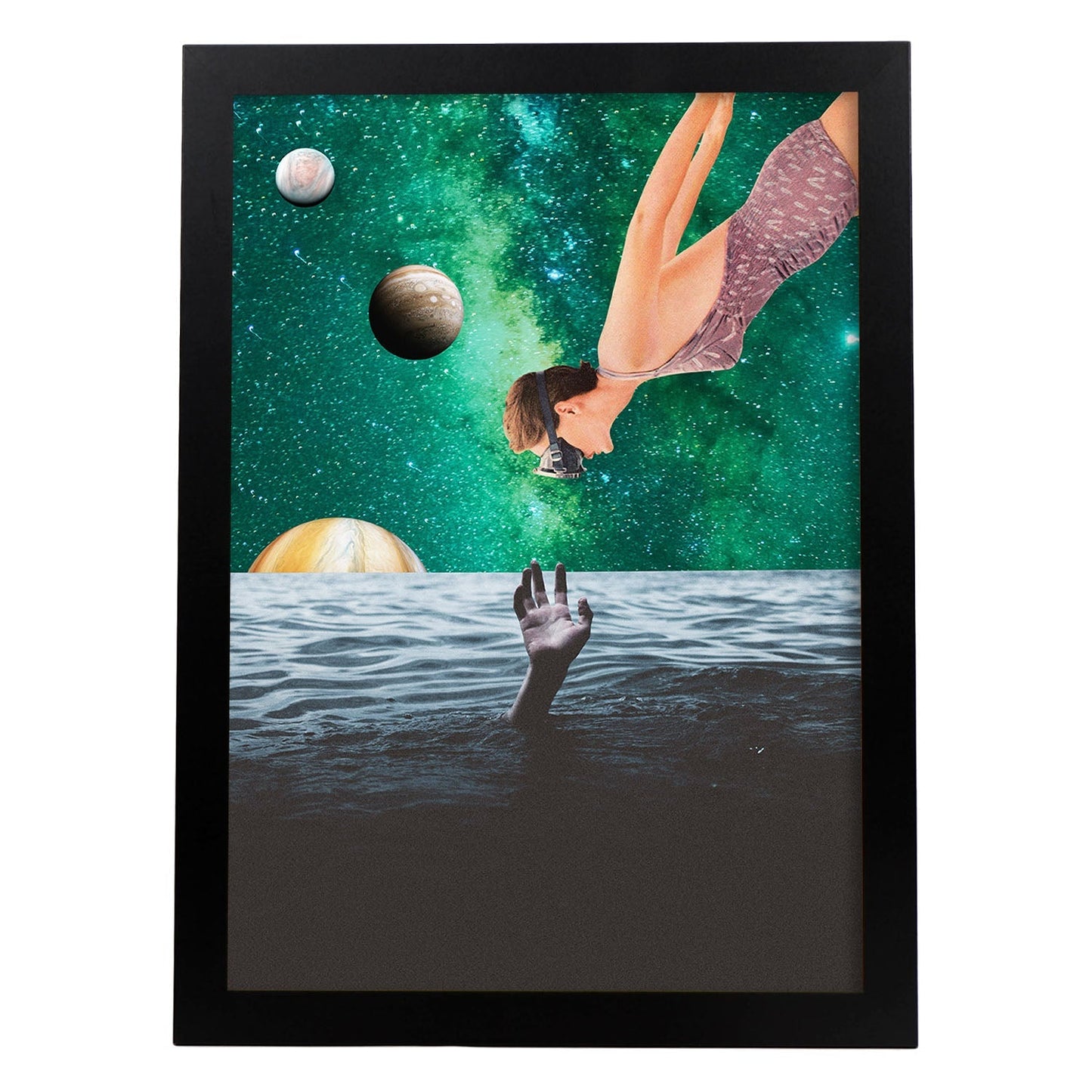 Lamina artistica decorativa con ilustración de Collage surrealista 24 estilo Collage-Artwork-Nacnic-A3-Marco Negro-Nacnic Estudio SL