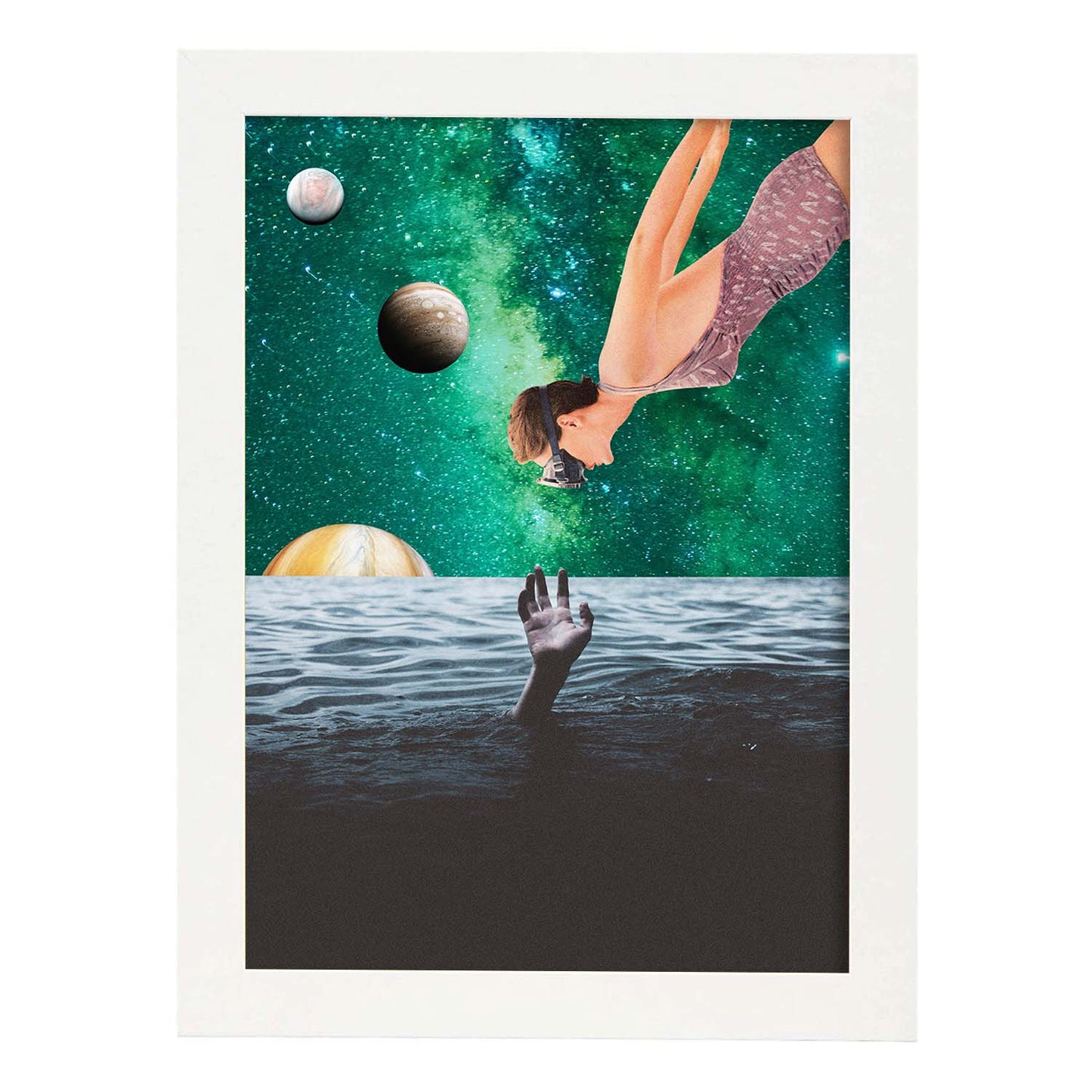 Lamina artistica decorativa con ilustración de Collage surrealista 24 estilo Collage-Artwork-Nacnic-A4-Marco Blanco-Nacnic Estudio SL
