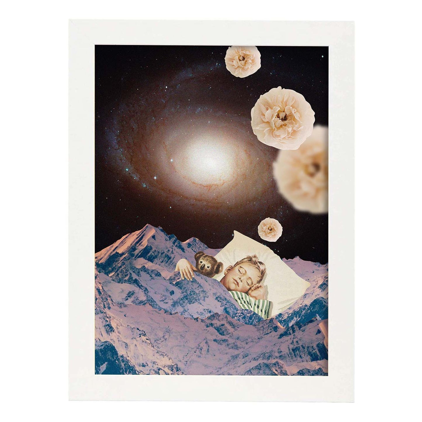 Lamina artistica decorativa con ilustración de Collage surrealista 25 estilo Collage-Artwork-Nacnic-A4-Marco Blanco-Nacnic Estudio SL
