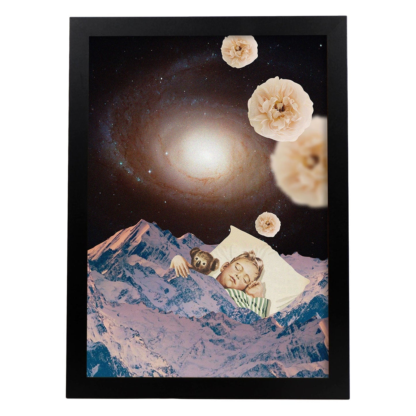 Lamina artistica decorativa con ilustración de Collage surrealista 25 estilo Collage-Artwork-Nacnic-A4-Marco Negro-Nacnic Estudio SL