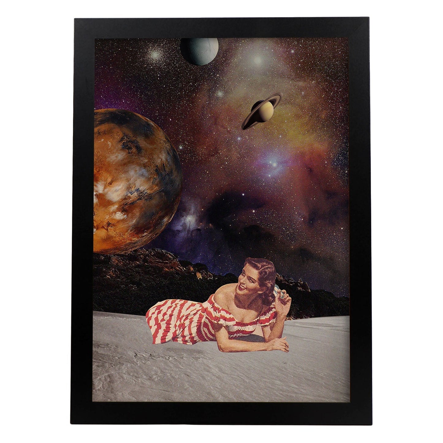 Lamina artistica decorativa con ilustración de Collage surrealista 26 estilo Collage-Artwork-Nacnic-A3-Marco Negro-Nacnic Estudio SL