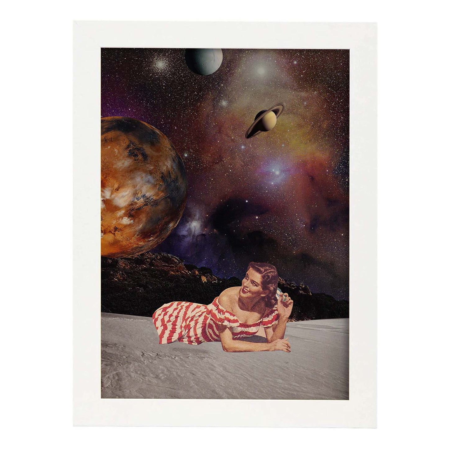 Lamina artistica decorativa con ilustración de Collage surrealista 26 estilo Collage-Artwork-Nacnic-A4-Marco Blanco-Nacnic Estudio SL