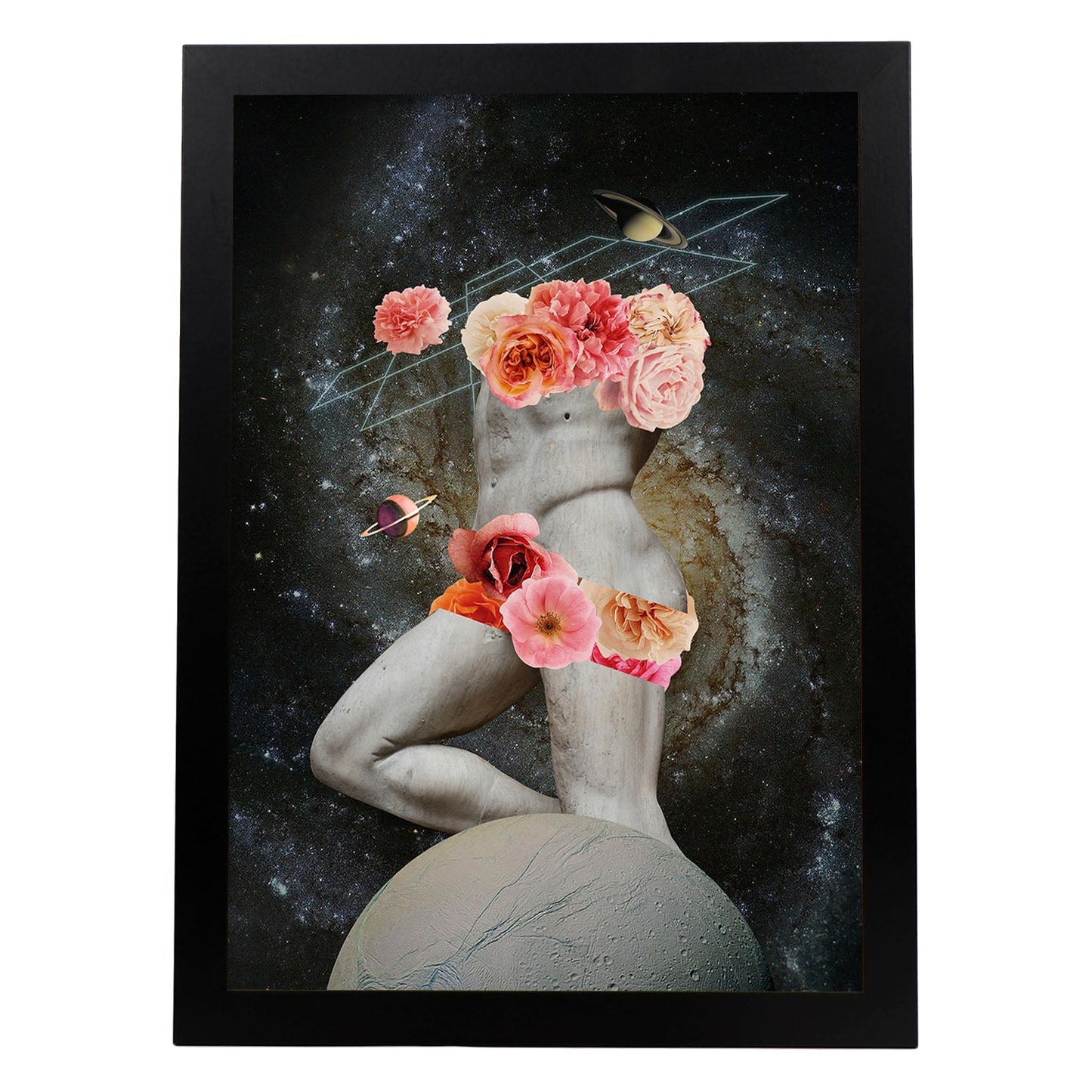 Lamina artistica decorativa con ilustración de Collage surrealista 28 estilo Collage-Artwork-Nacnic-A3-Marco Negro-Nacnic Estudio SL