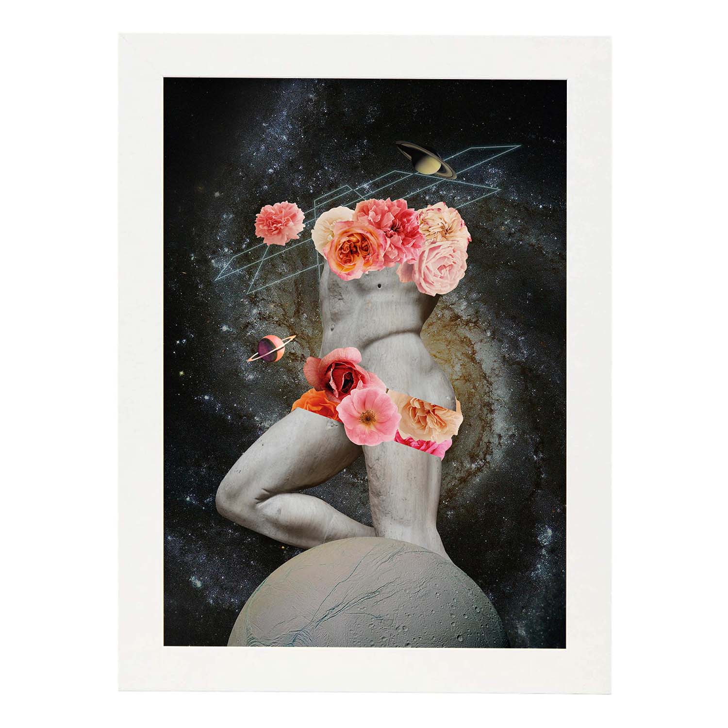 Lamina artistica decorativa con ilustración de Collage surrealista 28 estilo Collage-Artwork-Nacnic-A4-Marco Blanco-Nacnic Estudio SL