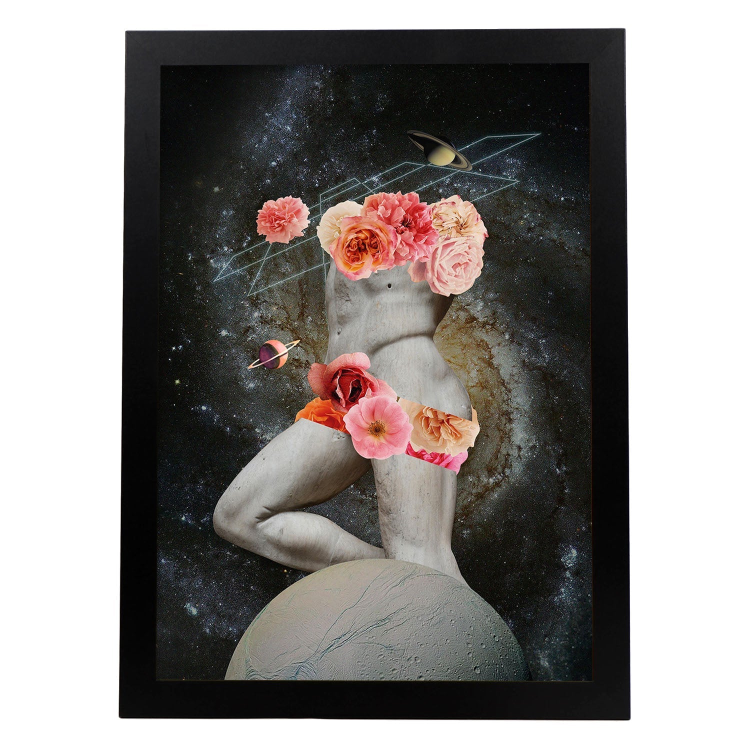 Lamina artistica decorativa con ilustración de Collage surrealista 28 estilo Collage-Artwork-Nacnic-A4-Marco Negro-Nacnic Estudio SL