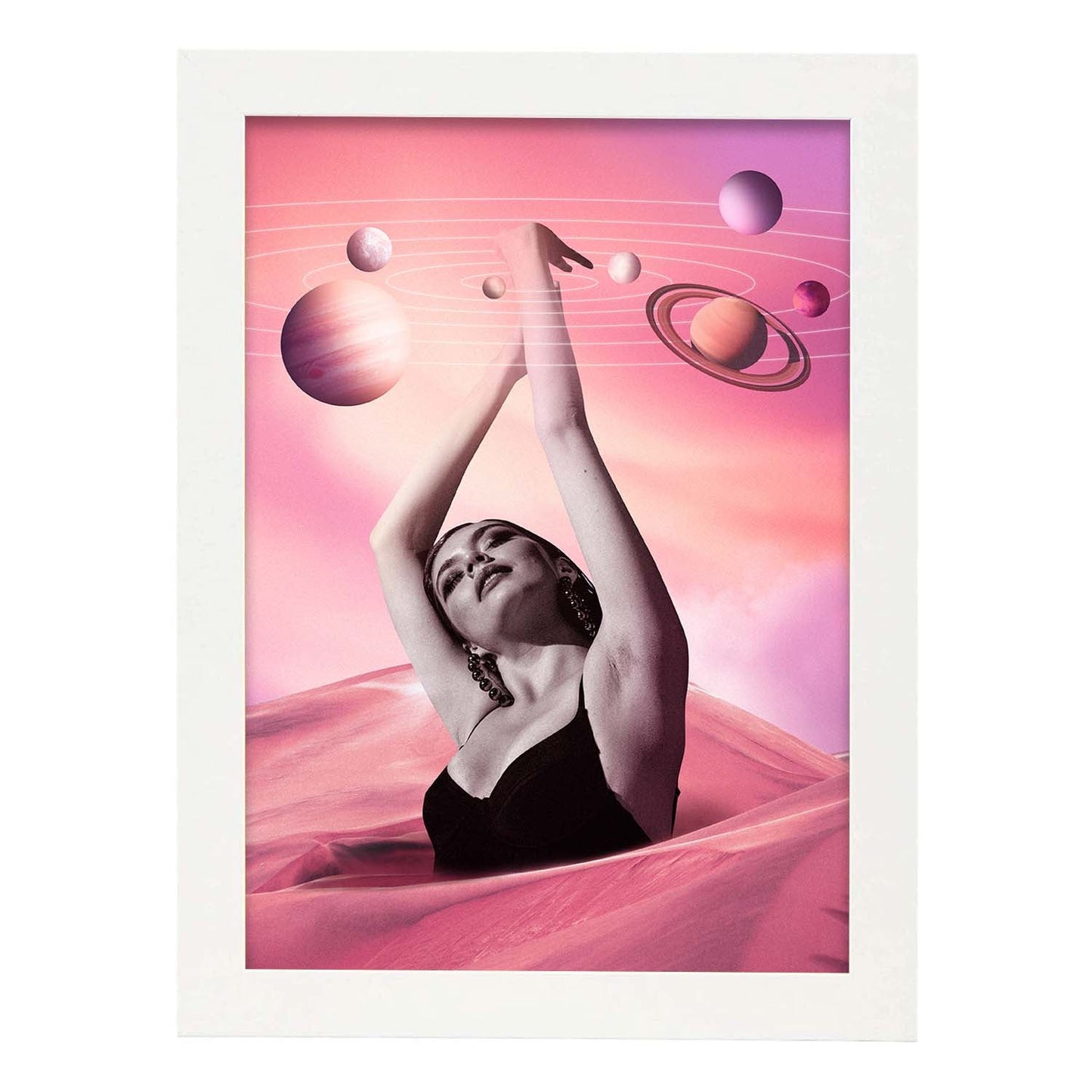 Lamina artistica decorativa con ilustración de Collage surrealista 3 estilo Collage-Artwork-Nacnic-A4-Marco Blanco-Nacnic Estudio SL