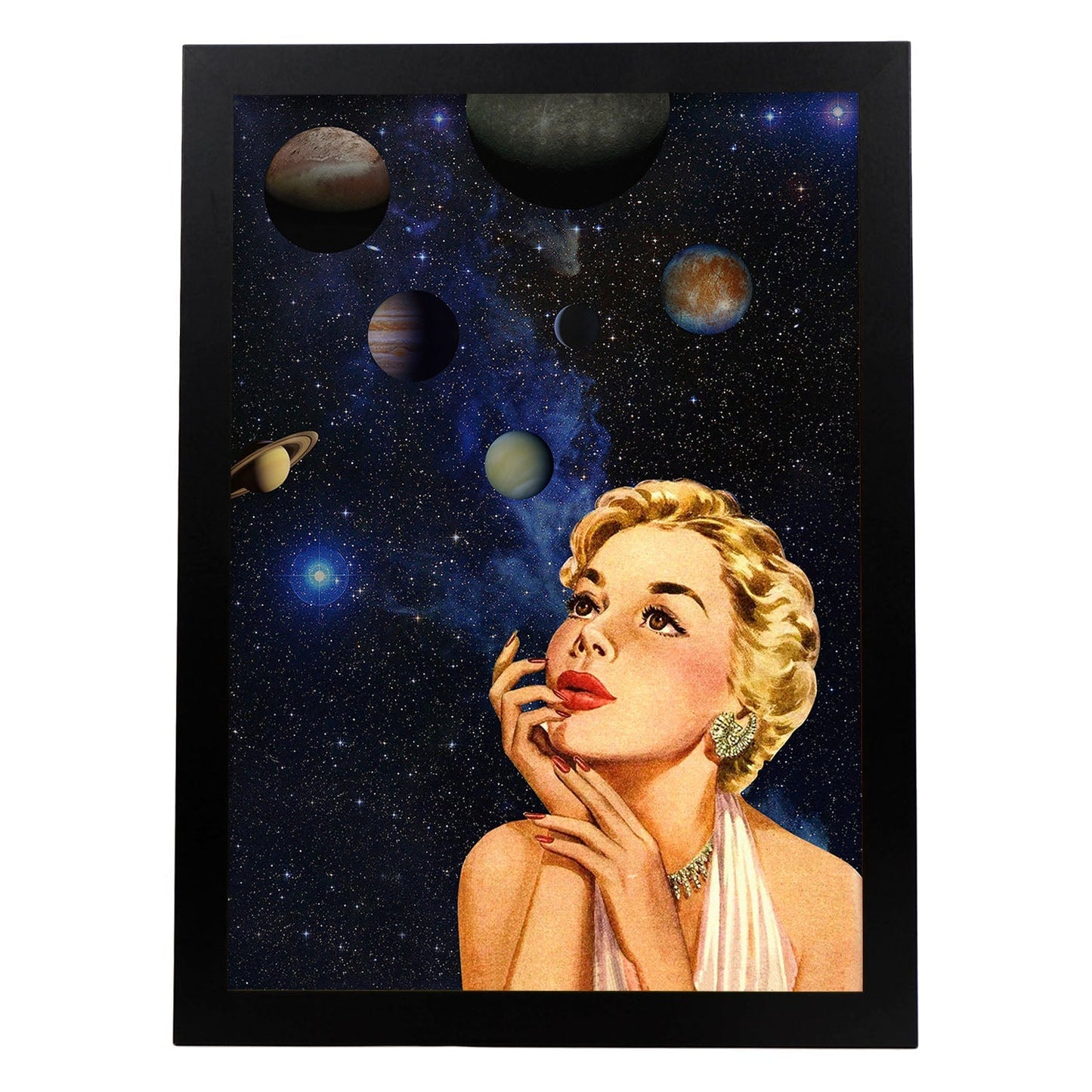 Lamina artistica decorativa con ilustración de Collage surrealista 30 estilo Collage-Artwork-Nacnic-A4-Marco Negro-Nacnic Estudio SL